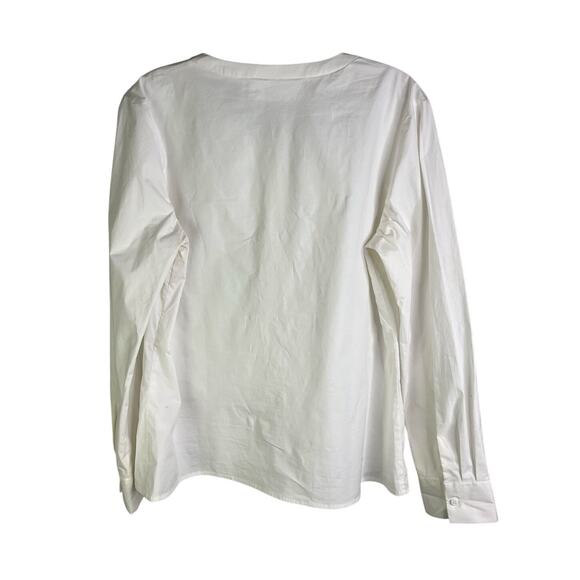 Vera Fishbaugh Blouse Womens Large White Button Down Ruffle Front Classic - Picture 3 of 10
